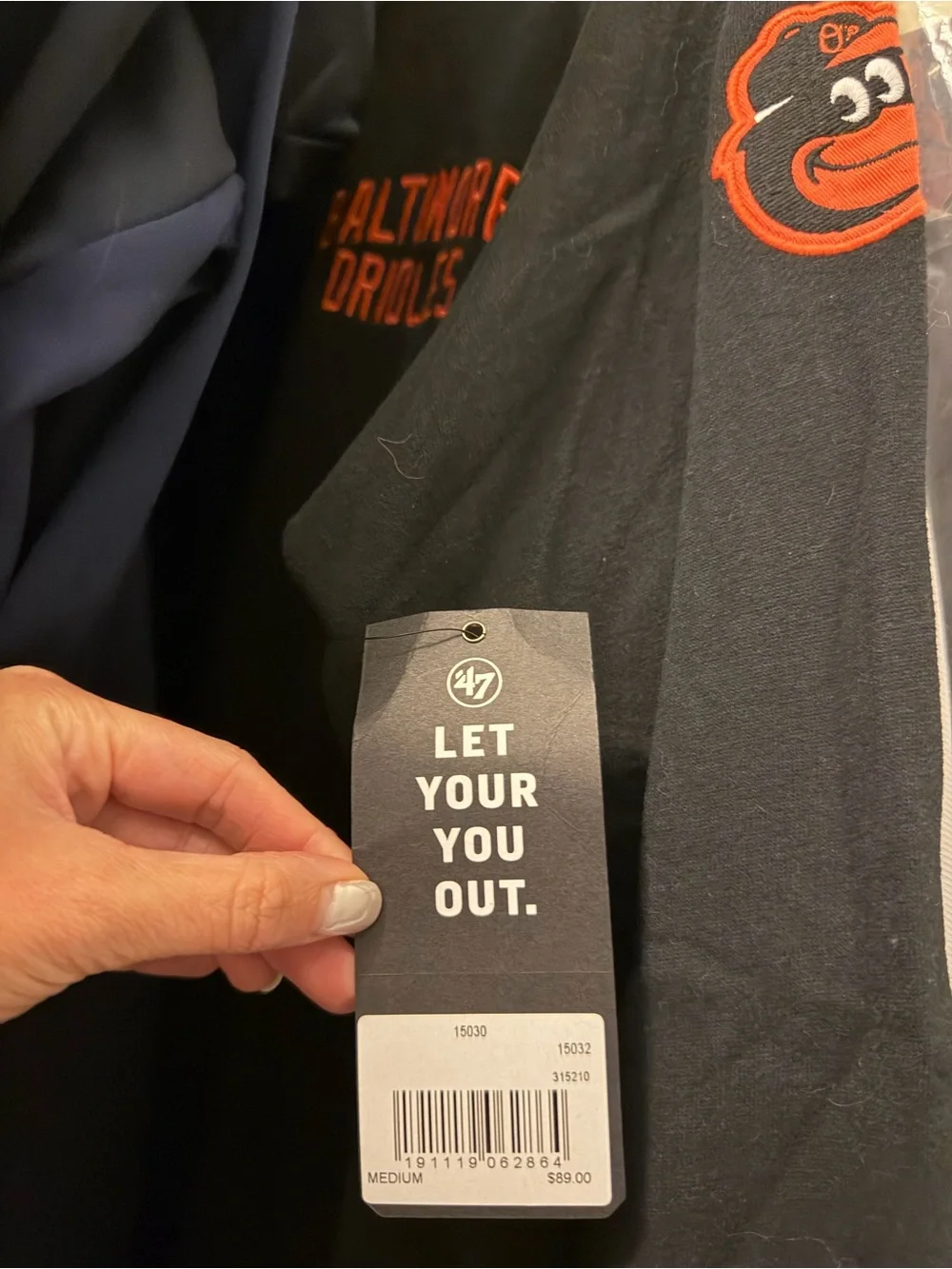 New With Tags 47 Men's Baltimore Orioles Black Quarter-Zip Pullover - Picture 8 of 8